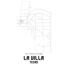 La Villa Texas. US street map with black and white lines.