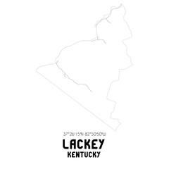 Lackey Kentucky. US street map with black and white lines.