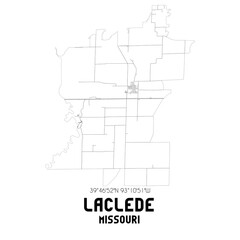 Laclede Missouri. US street map with black and white lines.