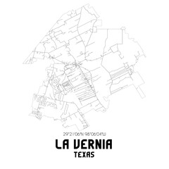 La Vernia Texas. US street map with black and white lines.