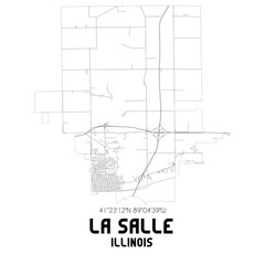 La Salle Illinois. US street map with black and white lines.