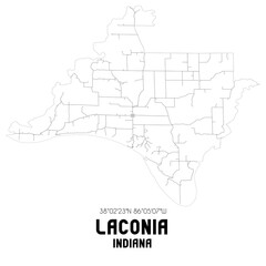 Laconia Indiana. US street map with black and white lines.