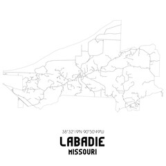 Labadie Missouri. US street map with black and white lines.