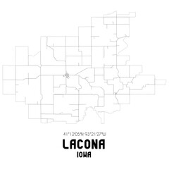 Lacona Iowa. US street map with black and white lines.