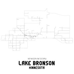 Lake Bronson Minnesota. US street map with black and white lines.