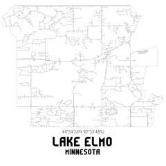 Fototapeta na wymiar Lake Elmo Minnesota. US street map with black and white lines.