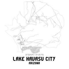 Lake Havasu City Arizona. US street map with black and white lines.