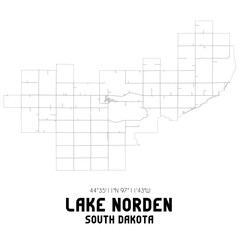 Lake Norden South Dakota. US street map with black and white lines.