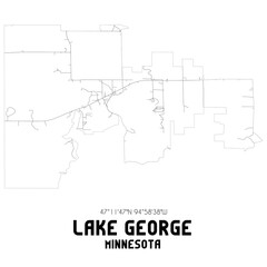 Lake George Minnesota. US street map with black and white lines.