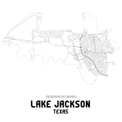 Lake Jackson Texas. US street map with black and white lines.
