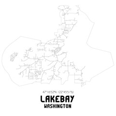 Lakebay Washington. US street map with black and white lines.