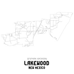Lakewood New Mexico. US street map with black and white lines.