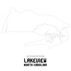 Lakeview North Carolina. US street map with black and white lines.