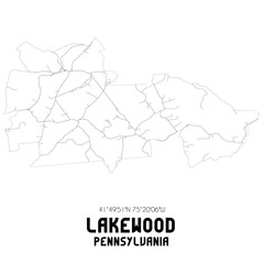 Lakewood Pennsylvania. US street map with black and white lines.