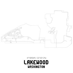 Lakewood Washington. US street map with black and white lines.