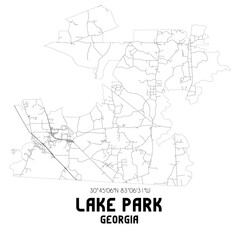 Lake Park Georgia. US street map with black and white lines.
