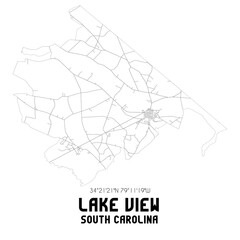 Lake View South Carolina. US street map with black and white lines.