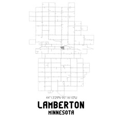 Lamberton Minnesota. US street map with black and white lines.