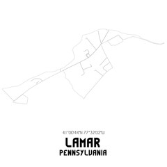 Lamar Pennsylvania. US street map with black and white lines.