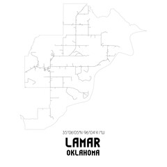 Lamar Oklahoma. US street map with black and white lines.