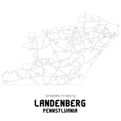 Landenberg Pennsylvania. US street map with black and white lines.
