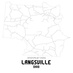 Langsville Ohio. US street map with black and white lines.