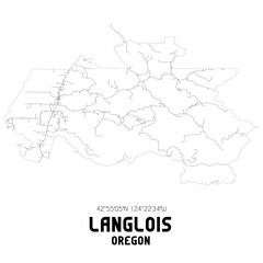 Langlois Oregon. US street map with black and white lines.