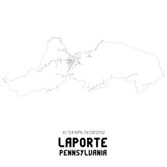 Laporte Pennsylvania. US street map with black and white lines.