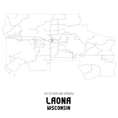 Laona Wisconsin. US street map with black and white lines.