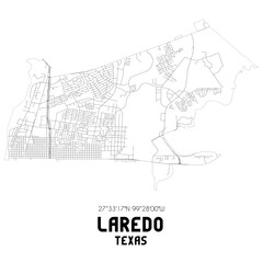 Laredo Texas. US street map with black and white lines.