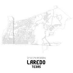 Fototapeta na wymiar Laredo Texas. US street map with black and white lines.