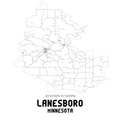 Lanesboro Minnesota. US street map with black and white lines.