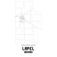 Lapel Indiana. US street map with black and white lines.