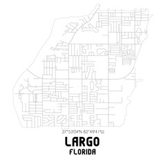 Largo Florida. US street map with black and white lines.