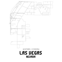 Las Vegas Nevada. US street map with black and white lines.