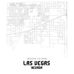 Las Vegas Nevada. US street map with black and white lines.
