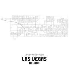 Las Vegas Nevada. US street map with black and white lines.