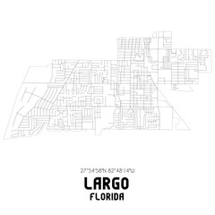 Largo Florida. US street map with black and white lines.
