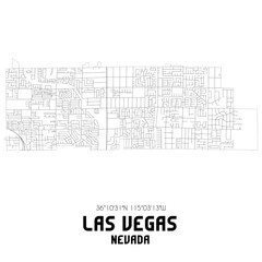 Las Vegas Nevada. US street map with black and white lines.