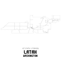 Latah Washington. US street map with black and white lines.