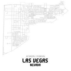 Las Vegas Nevada. US street map with black and white lines.