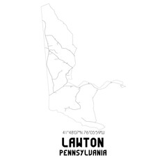 Lawton Pennsylvania. US street map with black and white lines.