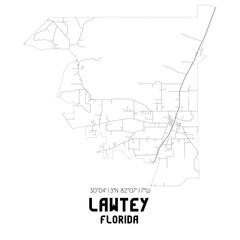 Fototapeta na wymiar Lawtey Florida. US street map with black and white lines.