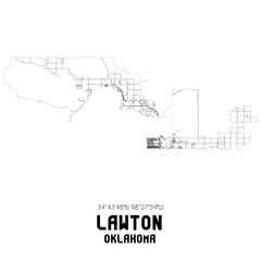 Lawton Oklahoma. US street map with black and white lines.