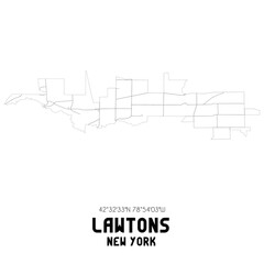 Lawtons New York. US street map with black and white lines.