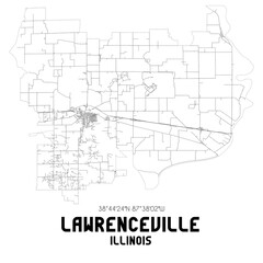 Lawrenceville Illinois. US street map with black and white lines.