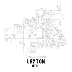 Layton Utah. US street map with black and white lines.