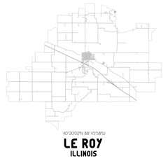Le Roy Illinois. US street map with black and white lines.