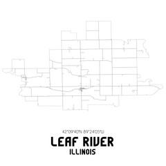 Leaf River Illinois. US street map with black and white lines.