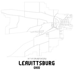 Leavittsburg Ohio. US street map with black and white lines.